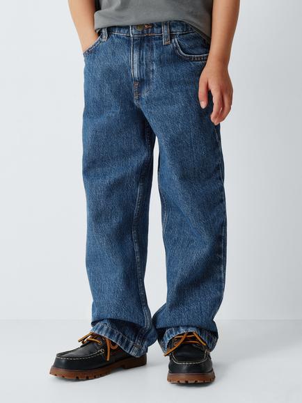 John Lewis Kids' Mid Wash Baggy Jeans, Blue Denim, Blue Denim