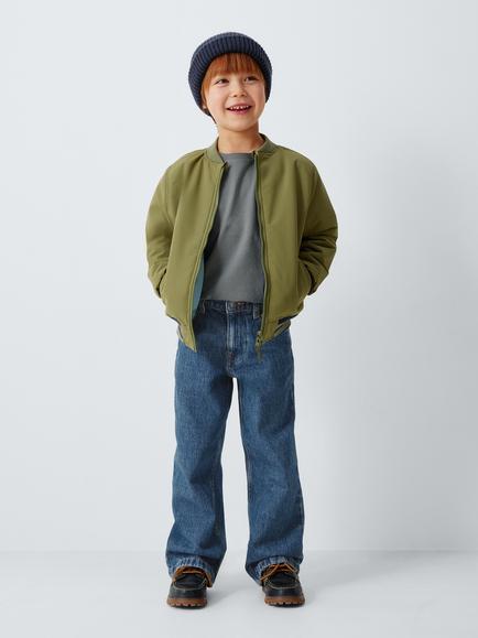 John Lewis Kids' Mid Wash Baggy Jeans, Blue Denim - view 2, Blue Denim