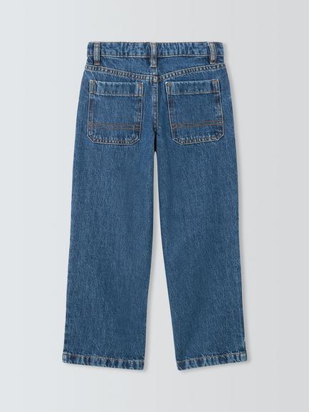 John Lewis Kids' Mid Wash Baggy Jeans, Blue Denim - view 2, Blue Denim