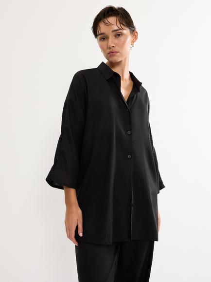 Triumph Summer Wear Linen Blend Boyfriend Shirt, Black