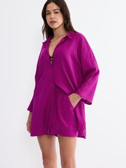 Triumph Summer Wear Linen Blend Boyfriend Shirt, Raspberry Juice
