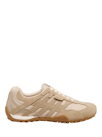 Geox Snake Original Suede Blend Lace Up Trainers, Brown, Brown