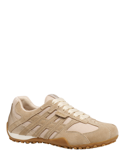 Geox Snake Original Suede Blend Lace Up Trainers, Brown - view 2, Brown