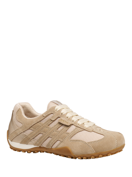 Geox Snake Original Suede Blend Lace Up Trainers, Brown - view 2, Brown