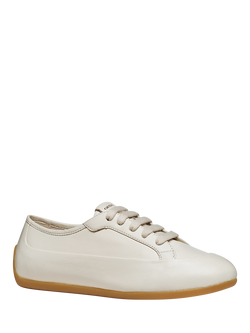 Geox Addisse Leaher Lace Up Trainers, Light Grey - view 2, Light Grey