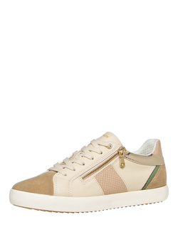 Geox Blomiee Lace Up Trainers, Papyrus/Cream - view 2, Papyrus/Cream