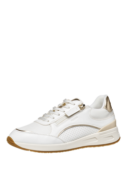 Geox Bulmya Zip Detail Lace Up Trainers, White/Gold - view 2, White/Gold