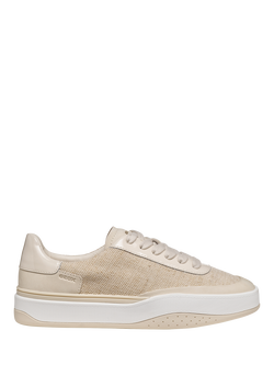 Geox Dynamia Fabric Low Top Lace Up Trainers, Taupe/Grey, Taupe/Grey