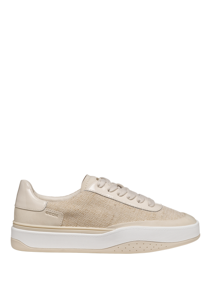 Geox Dynamia Fabric Low Top Lace Up Trainers, Taupe/Grey, Taupe/Grey