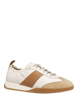 Geox Maryemy Leather Blend Lace Up Trainers, Light Grey/Skin - view 2, Light Grey/Skin