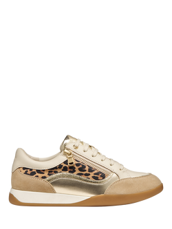 Geox Maryemy Leather Blend Zip Trainers, Natural, Natural
