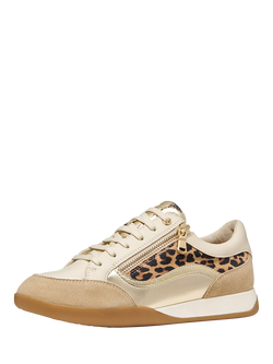 Geox Maryemy Leather Blend Zip Trainers, Natural - view 2, Natural