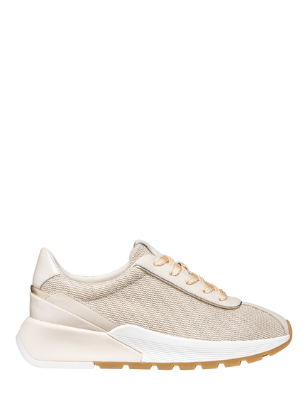 Geox Metropoli Leather Low Top Lace Up Trainers, Papyrus/Grey, Papyrus/Grey