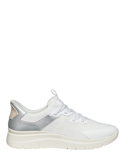 Geox Plummery Plus Low Top Trainers, White/Silver