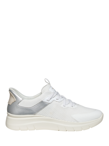 Geox Plummery Plus Low Top Trainers, White/Silver