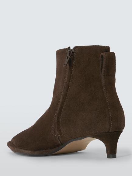 John Lewis Opalite San Crispino Suede Kitten Heel Dressy Ankle Boots, Chocolate - view 2, Chocolate