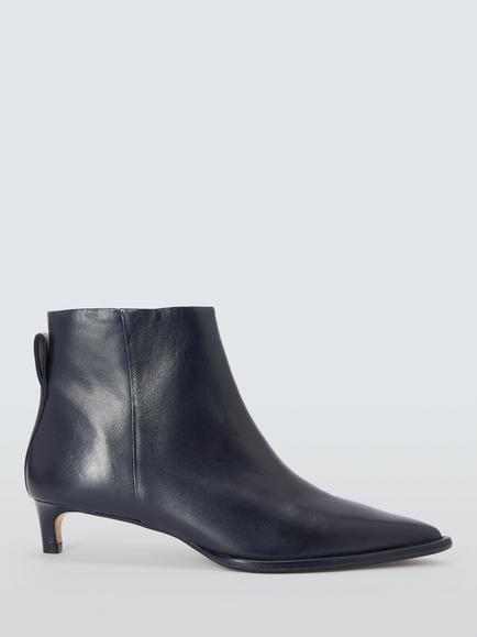 John Lewis Opalite San Crispino Leather Kitten Heel Dressy Ankle Boots, Midnight, Midnight