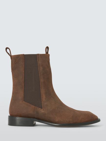 John Lewis Penelope Suede Chelsea Boots, Chestnut, Chestnut