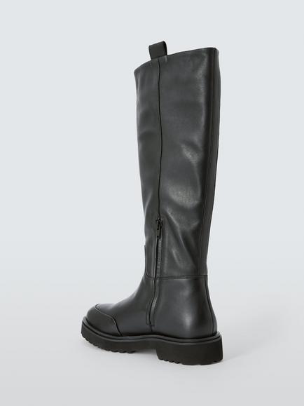 John Lewis Purcie Leather Knee High Boots, Black - view 2, Black