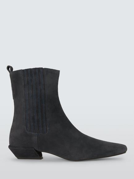 John Lewis Peter Suede Chisel Toe Western Chelsea Boots, Navy, Navy