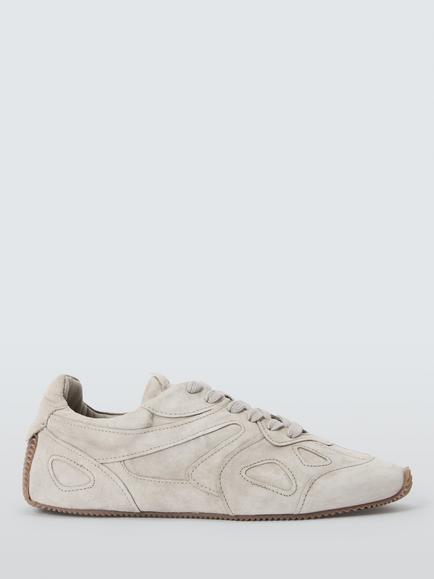 John Lewis Eden Suede Panel Lace Up Runner Trainers, Grey Light, Grey Light