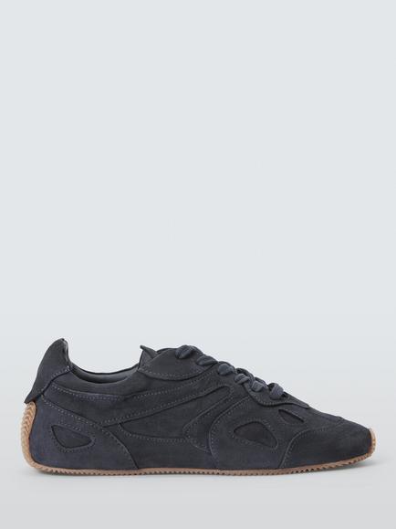John Lewis Eden Suede Panel Lace Up Runner Trainers, Navy, Navy