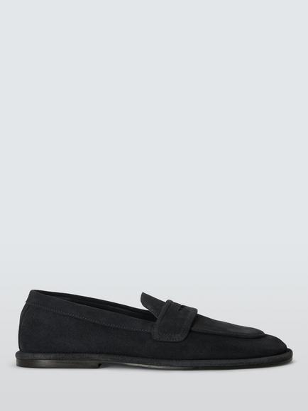John Lewis Gabriela Suede Wide Toe Minimal Loafers, Navy, Navy