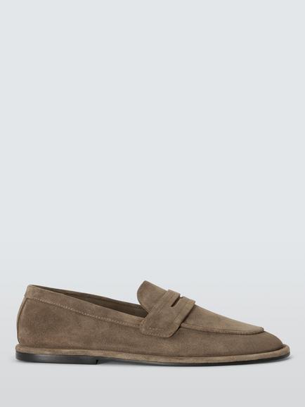 John Lewis Gabriela Suede Wide Toe Minimal Loafers, Taupe, Taupe