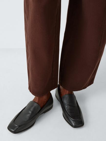 John Lewis Gloria Leather Cigar Apron Loafers, Black - view 2, Black