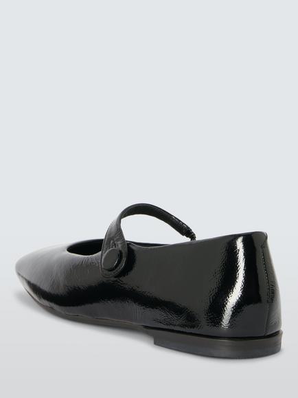 John Lewis Haide Leather Button Detail Mary Jane Ballerina Pumps, Black - view 2, Black