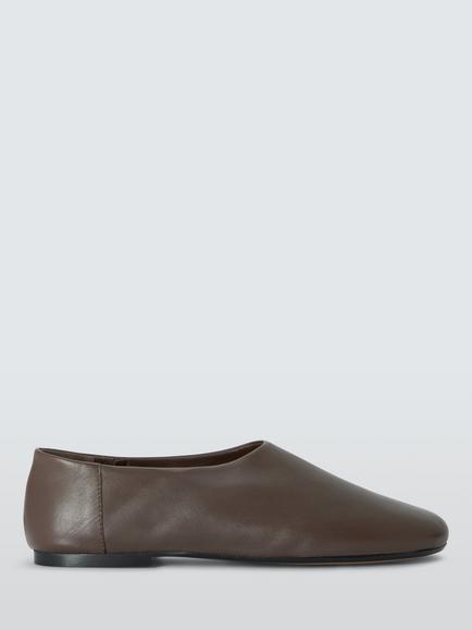 John Lewis Henley Leather Babouche Ballerina Pumps, Chocolate, Chocolate