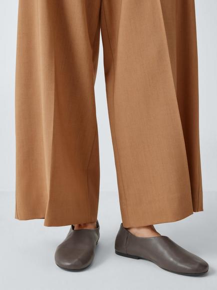 John Lewis Henley Leather Babouche Ballerina Pumps, Chocolate - view 2, Chocolate
