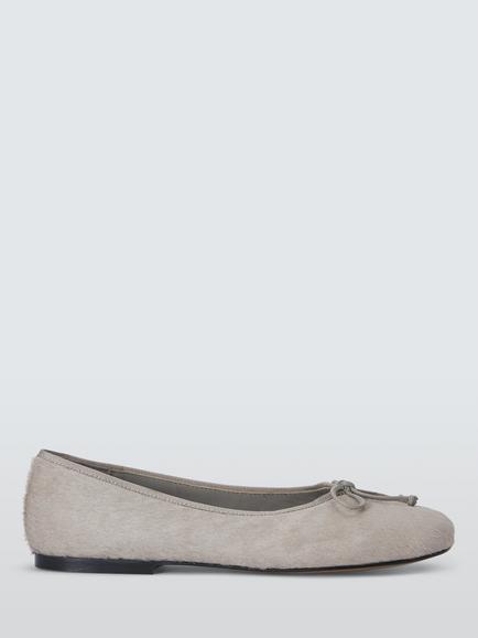 John Lewis Heros Pony Hair Bow Detail Ballerina Pumps, Grey, Grey