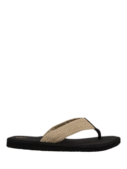 totes Men's Plait Toe Post Sandals, Black, Black