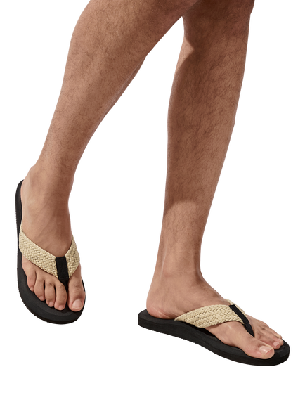 totes Men's Plait Toe Post Sandals, Black - view 2, Black