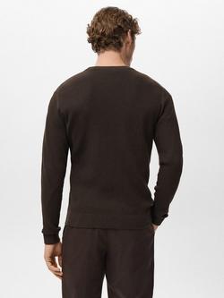 Mango Ribbed Crew Neck Jumper, Chocolate - view 2, Chocolate