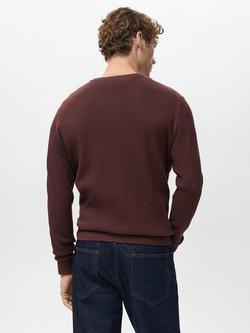 Mango Ribbed Crew Neck Sweatshirt, Bordeaux - view 2, Bordeaux