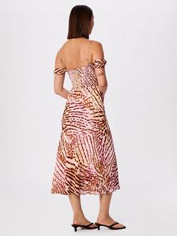 Whistles Orchid Tie Waist Midi Dress, Pink/Multi - view 2, Pink/Multi