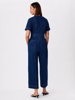 Whistles Denim Wide Leg Jumpsuit, Blue - view 2, Blue