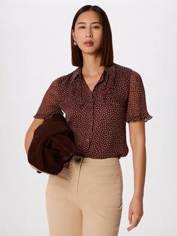 Whistles Polka Dot Short Sleeve Shirt, Blue/Multi, Blue/Multi