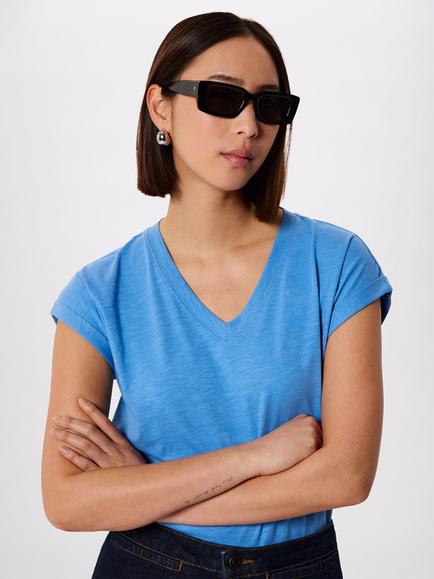 Whistles Willa V-Neck T-Shirt, Blue