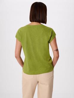 Whistles Willa V-Neck T-Shirt, Green - view 2, Green