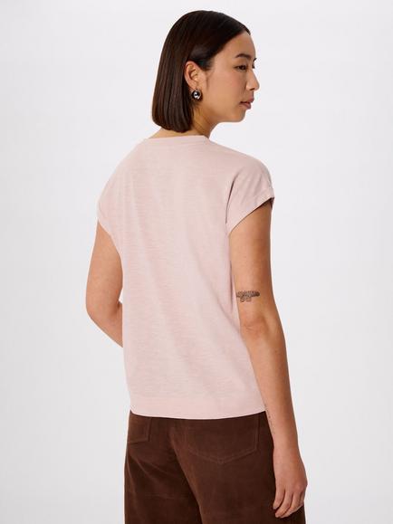 Whistles Willa V-Neck T-Shirt - view 2, Pale Pink