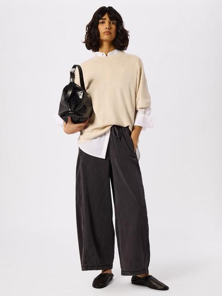 Whistles Casual Barrel Leg Denim Trousers, Washed Black, Washed Black