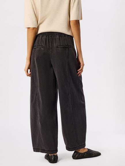 Whistles Casual Barrel Leg Denim Trousers, Washed Black - view 2, Washed Black