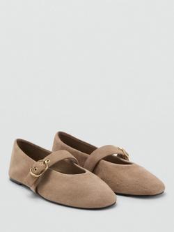 Mango Mary Jane Flat Ballerina Pumps, Sand - view 2, Sand
