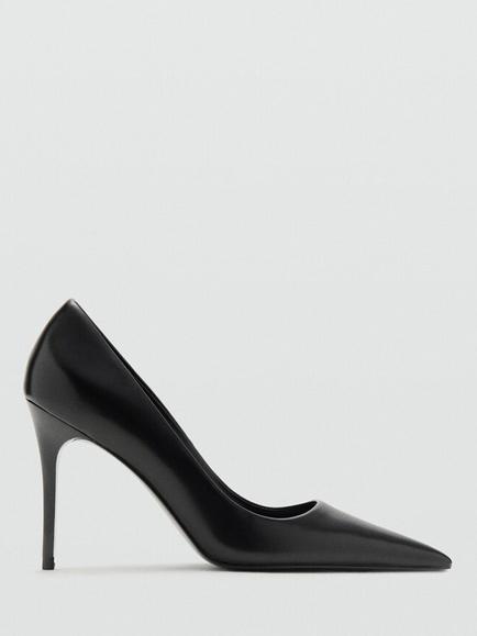 Mango Sculpted Pointed Stiletto Court Shoes, Black