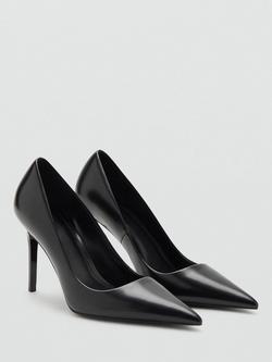 Mango Sculpted Pointed Stiletto Court Shoes, Black - view 2, Black