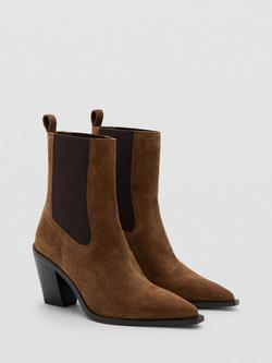 Mango Pointed Toe Chelsea Ankle Boots, Tobacco - view 2, Tobacco