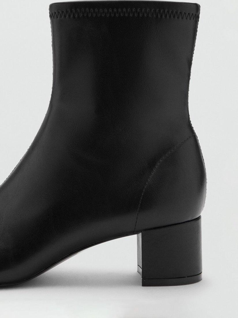 Product image 5 of 7, which shows Mango Mid Block Heel Zip Closure Ankle Boots, Black, EU36